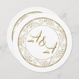 Minimalist White and Gold Wedding Invitation Einladung