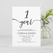 Minimalist White Black 1st Wedding Anniversary Einladung (Stehend Vorderseite)