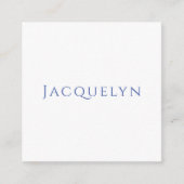 Minimalist White Blue Plain Elegant Modern Name Begleitkarte (Vorderseite)