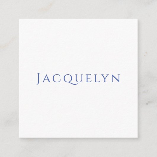 Minimalist White Blue Plain Elegant Modern Name Begleitkarte (Vorderseite)