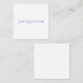 Minimalist White Blue Plain Elegant Modern Name Begleitkarte (Vorne/Hinten)