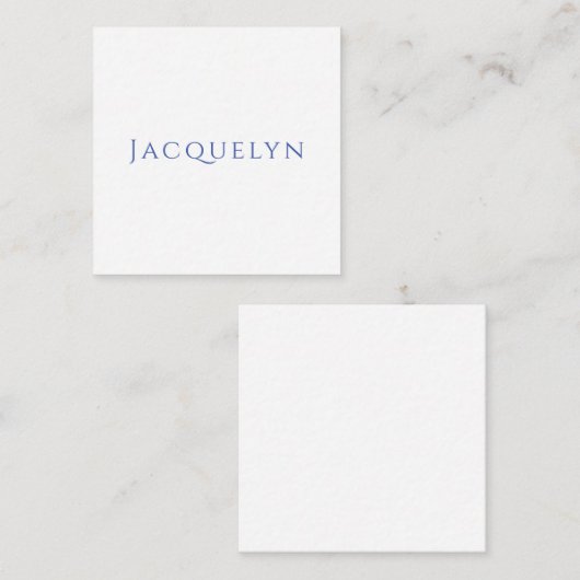 Minimalist White Blue Plain Elegant Modern Name Begleitkarte (Vorne/Hinten)