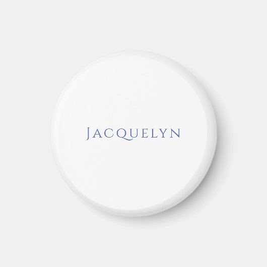 Minimalist White Blue Plain Elegant Modern Name Magnet (Vorne)