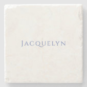 Minimalist White Blue Plain Elegant Modern Name Steinuntersetzer (Vorderseite)