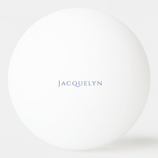 Minimalist White Blue Plain Elegant Modern Name Tischtennisball (Vorderseite)