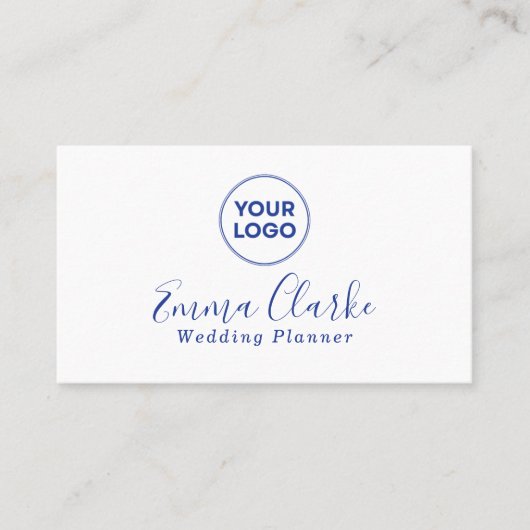 Minimalist White Blue Scan Code Business Card Visitenkarte (Vorderseite)