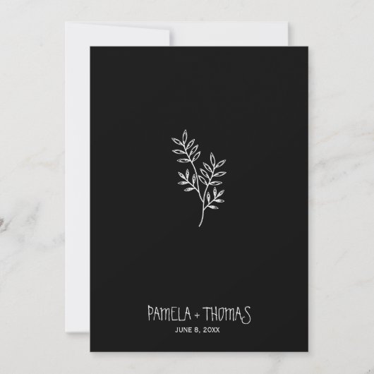 Minimalist White branches and Leaves for Wedding Einladung (Vorderseite)