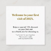 Minimalist White Brown Bold First Visit Rabattkarte (Vorderseite)