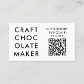 Minimalist White Craft Chocolate Maker QR Code Visitenkarte (Rückseite)