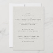 Minimalist White Faux Linen Wedding Invitation Einladung (Vorderseite)