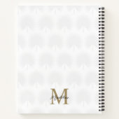 Minimalist White Gold Anahaw Leaf Script Monogram Notizblock (Rückseite)