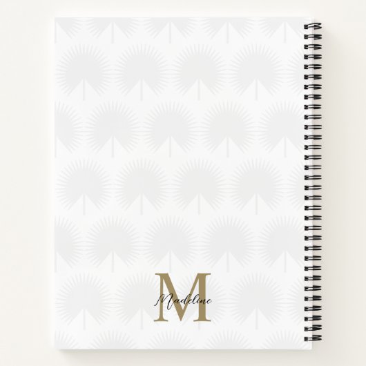 Minimalist White Gold Anahaw Leaf Script Monogram Notizblock (Rückseite)