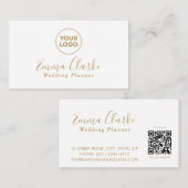 Minimalist White Gold  Scan Code Business Card Visitenkarte (Vorne/Hinten)