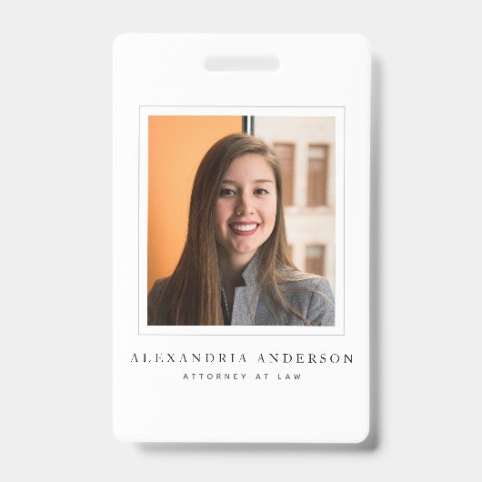 Minimalist White Lawyer Professional ID Photo Ausweis (Front)