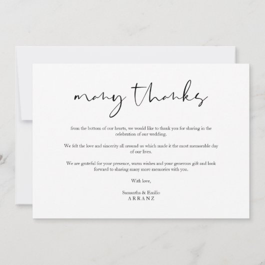Minimalist White Many Thanks Photo Couple Wedding (Rückseite)