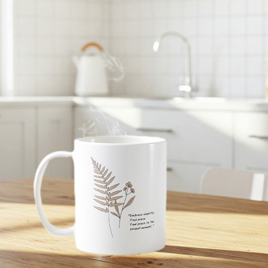 Minimalist White mug with Peace Quote – Elegant Kaffeetasse