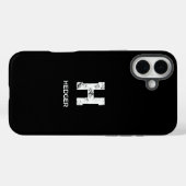 MINIMALIST WHITE ONE LETTER MONOGRAM NAME BLACK Case-Mate iPhone HÜLLE (Rückseite (Horizontal))