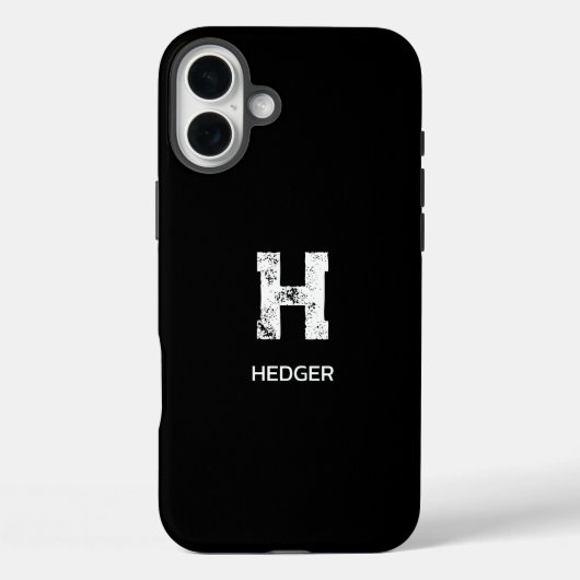 MINIMALIST WHITE ONE LETTER MONOGRAM NAME BLACK Case-Mate iPhone HÜLLE (Rückseite)