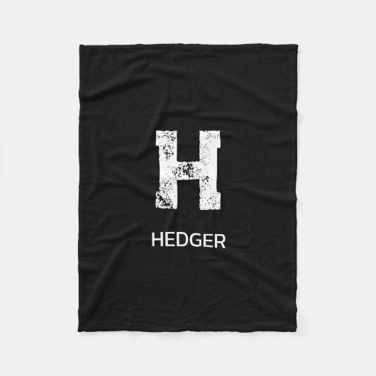 MINIMALIST WHITE ONE LETTER MONOGRAM NAME BLACK FLEECEDECKE (Vorderseite)