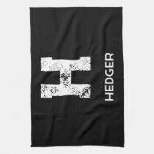 MINIMALIST WHITE ONE LETTER MONOGRAM NAME BLACK  GESCHIRRTUCH (Vertikal)