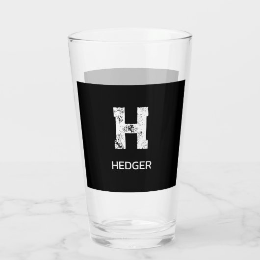 MINIMALIST WHITE ONE LETTER MONOGRAM NAME BLACK GLAS (Rückseite)