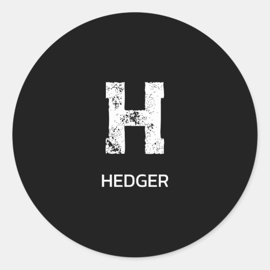 MINIMALIST WHITE ONE LETTER MONOGRAM NAME BLACK RUNDER AUFKLEBER (Vorderseite)