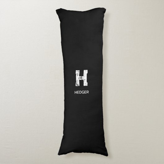 MINIMALIST WHITE ONE LETTER MONOGRAM NAME BLACK SEITENSCHLÄFERKISSEN (Vorderseite Vertikal)