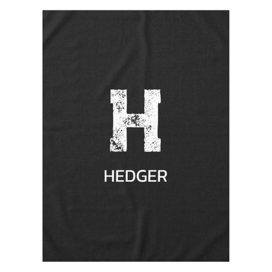 MINIMALIST WHITE ONE LETTER MONOGRAM NAME BLACK TISCHDECKE (Vorderseite)
