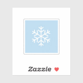 Minimalist White Snowflake on Pastel Blue Winter Aufkleber