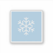 Minimalist White Snowflake on Pastel Blue Winter Aufkleber (Vorderseite)