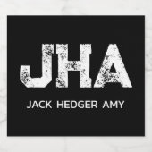 MINIMALIST WHITE THREE LETTER MONOGRAM NAME BLACK ALKOHOLFLASCHENETIKETT (Einzelnes Label)