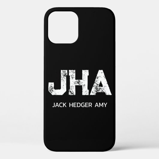 MINIMALIST WHITE THREE LETTER MONOGRAM NAME BLACK Case-Mate iPhone HÜLLE (Rückseite)