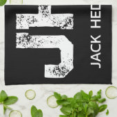MINIMALIST WHITE THREE LETTER MONOGRAM NAME BLACK  GESCHIRRTUCH (Gefaltet)