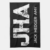 MINIMALIST WHITE THREE LETTER MONOGRAM NAME BLACK  GESCHIRRTUCH (Vertikal)