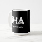 MINIMALIST WHITE THREE LETTER MONOGRAM NAME BLACK KAFFEETASSE (Vorderseite Links)
