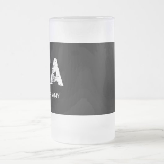 MINIMALIST WHITE THREE LETTER MONOGRAM NAME BLACK MATTGLAS BIERGLAS (Mittel)