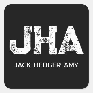 MINIMALIST WHITE THREE LETTER MONOGRAM NAME BLACK QUADRATISCHER AUFKLEBER