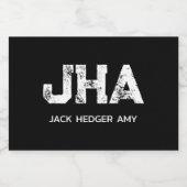 MINIMALIST WHITE THREE LETTER MONOGRAM NAME BLACK SCHAUMWEINETIKETT (Einzelnes Label)