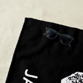 MINIMALIST WHITE THREE LETTER MONOGRAM NAME BLACK STRANDTUCH (Beispiel)