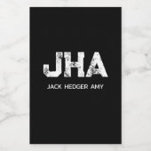 MINIMALIST WHITE THREE LETTER MONOGRAM NAME BLACK WEINETIKETT (Einzelnes Label)