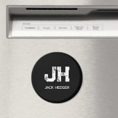 MINIMALIST WHITE TWO LETTER MONOGRAM NAME BLACK MAGNET (In Situ (Geschirrspüler))