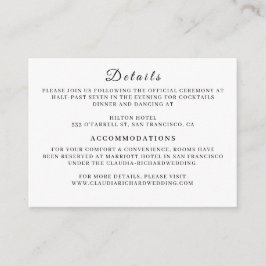 Minimalist White Wedding Enclosure Card | Earthy  Begleitkarte
