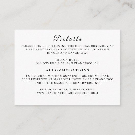 Minimalist White Wedding Enclosure Card | Earthy Begleitkarte (Vorderseite)