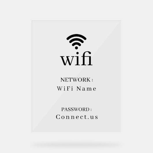Minimalist Wi-Fi Network Password Display Sign Acrylschild (Vorderseite)