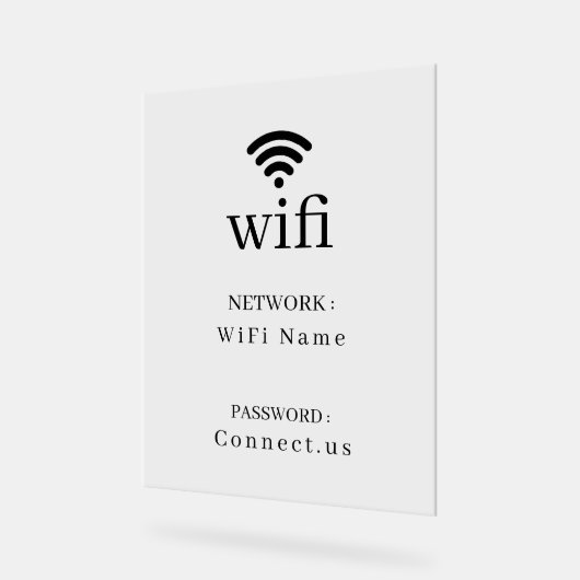 Minimalist Wi-Fi Network Password Display Sign Acrylschild (Winkel)