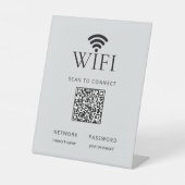 Minimalist WiFi Network Password QR Code Gray Sockelschild (Vorderseite)