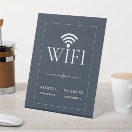 Minimalist Wifi Network Password Sign Dark Gray Sockelschild