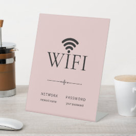 Minimalist Wifi Network Password Sign Light Pink Sockelschild