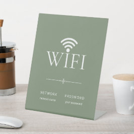 Minimalist Wifi Network Password Sign Muted Green Sockelschild