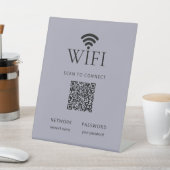 Minimalist WiFi Password Sign QR Code Muted Blue Sockelschild (In SItu)